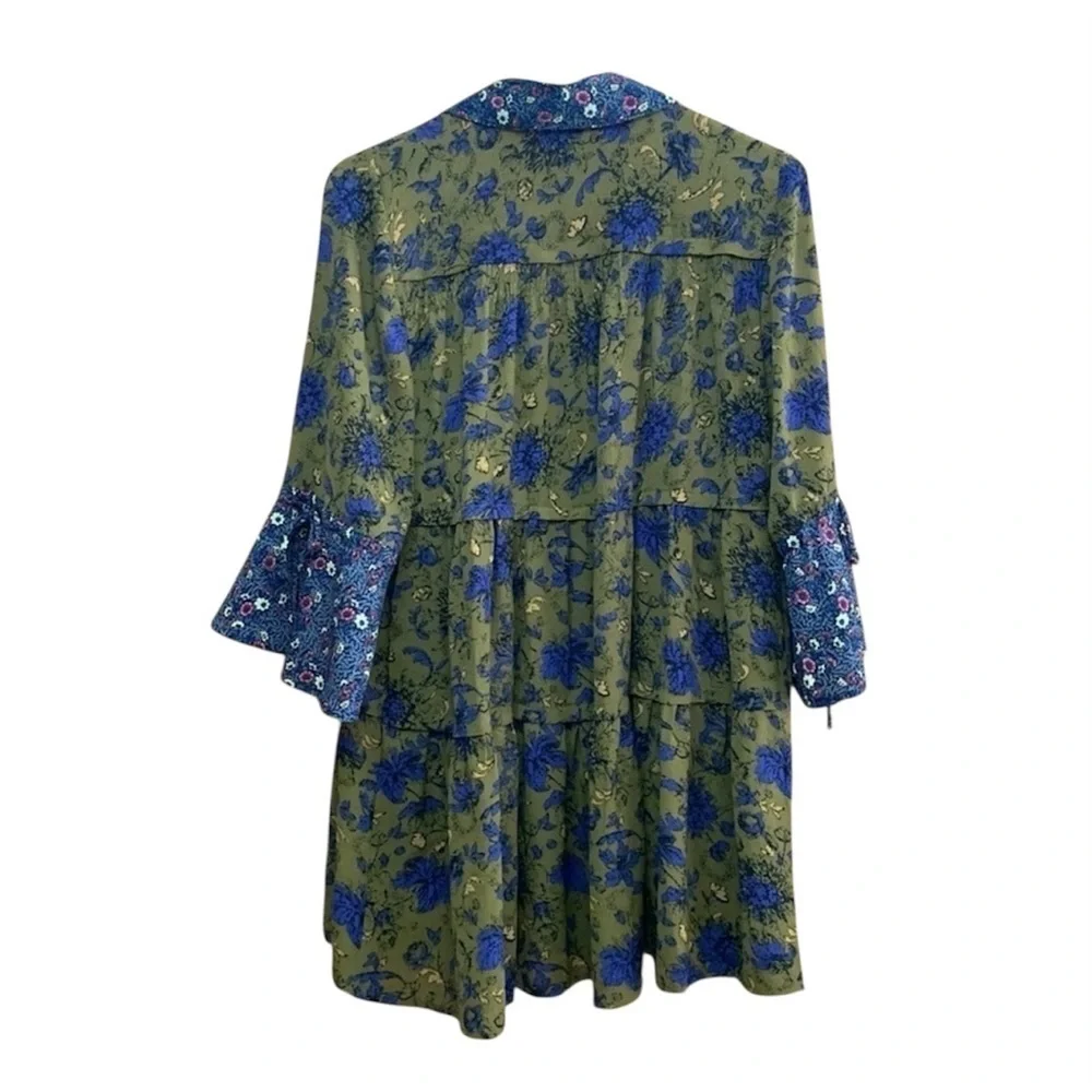 JODIFL Tiered Green and Purple Tunic Dress - Picture 2 of 7